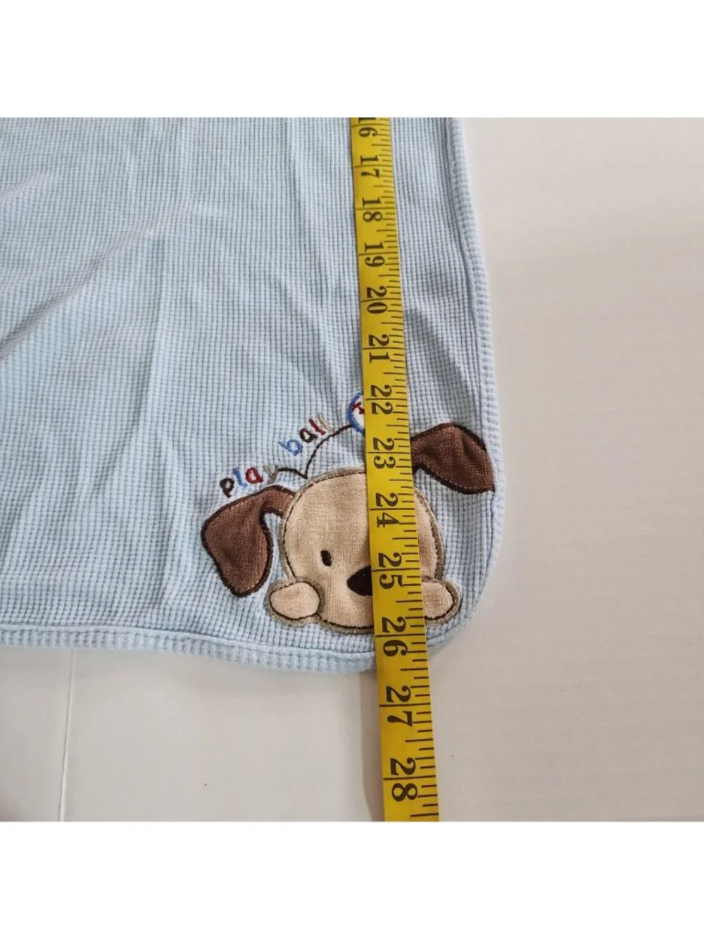 Just Born blue baby blanket Play Ball Puppy Dog Thermal waffle weave